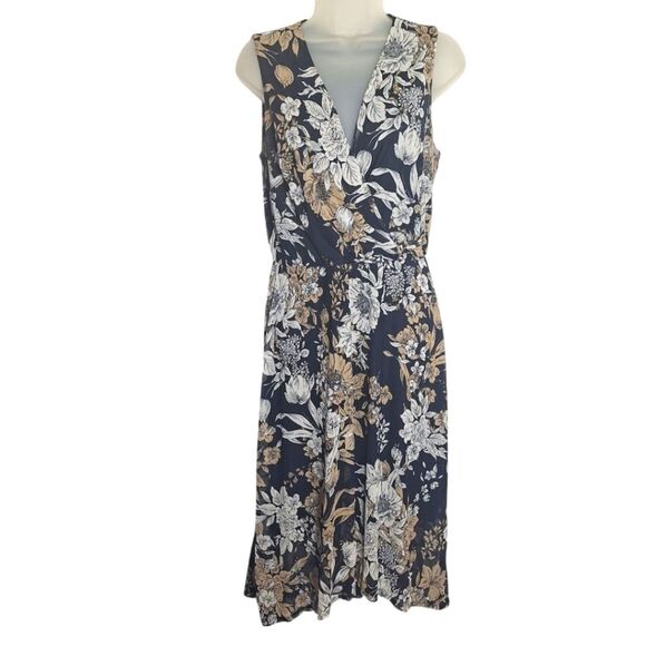 Kate & Lily Womens Fairy Midi Dress Floral Sleeveless Flowy Chiffon Career 10 P - Picture 1 of 11